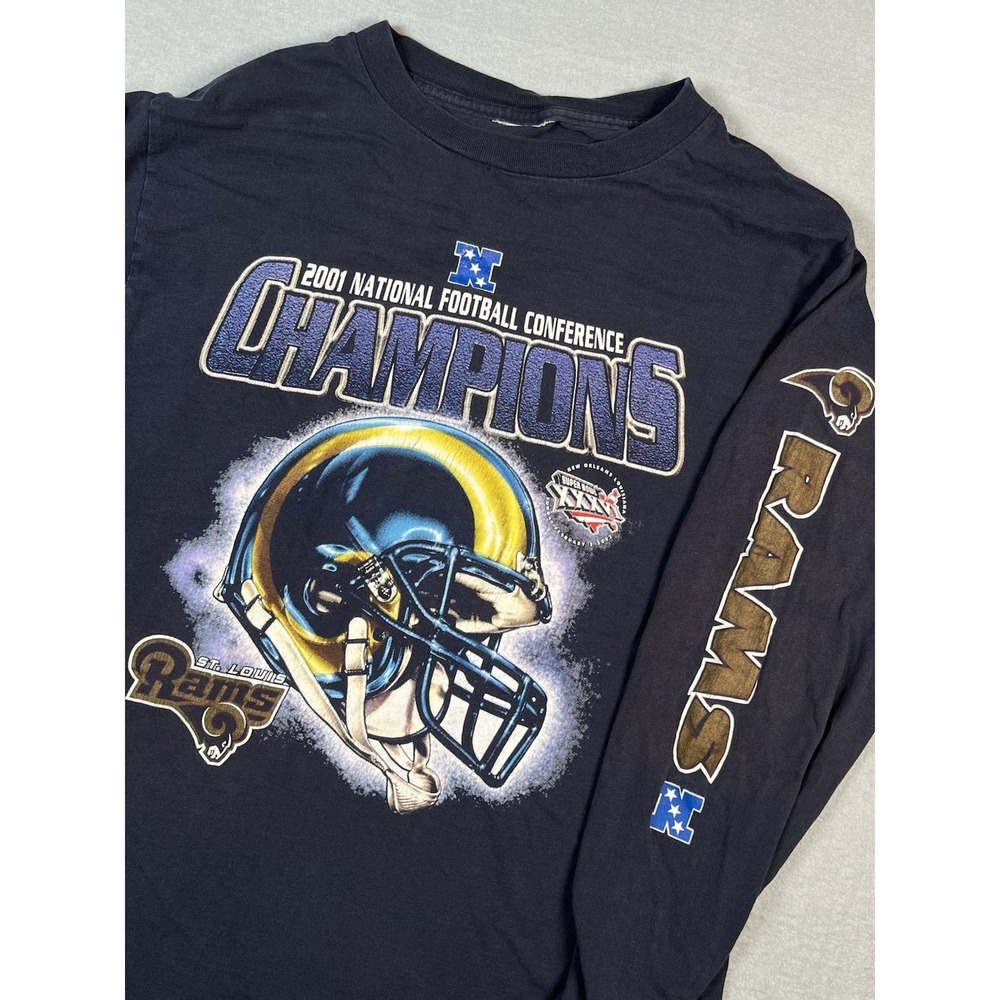 Vintage St. Louis Rams 2002 Super Bowl Graphic Long Sleeve Medium/Large‎